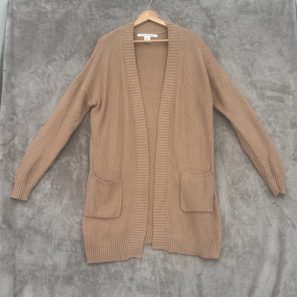Women’s Max Studio Tan Women's Cardigan open front cosy knit Sweater Sz XL